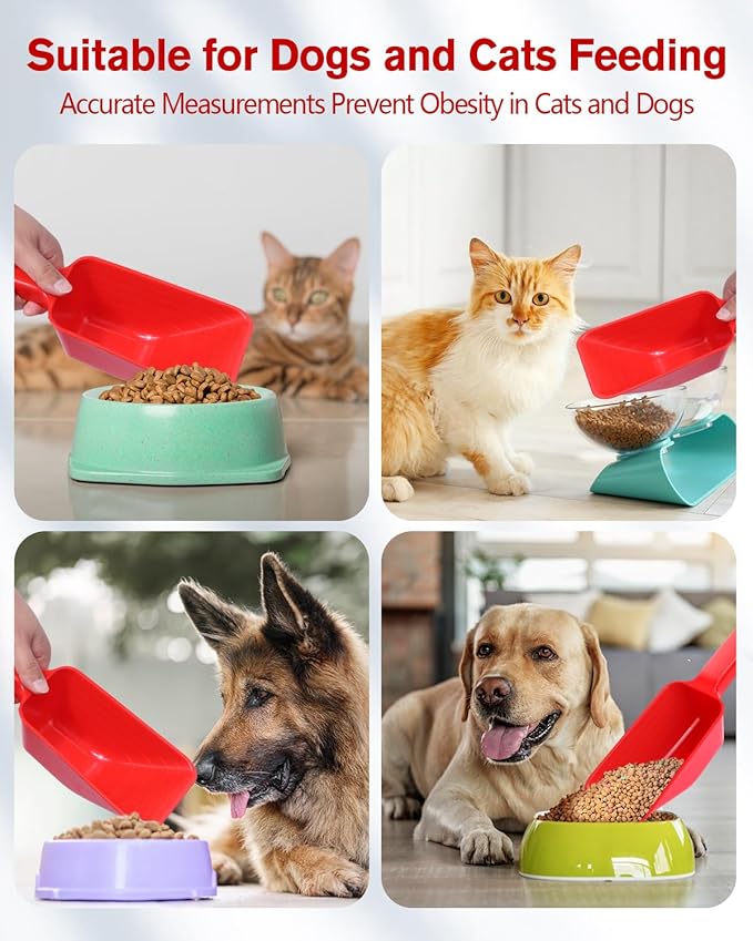 2 Cup Dog Food Scoop(2 Pack), Plastic Pet Food Scoop with Measuring Lines for Accurate Pet Food Portions,Dishwasher Safe (Red)