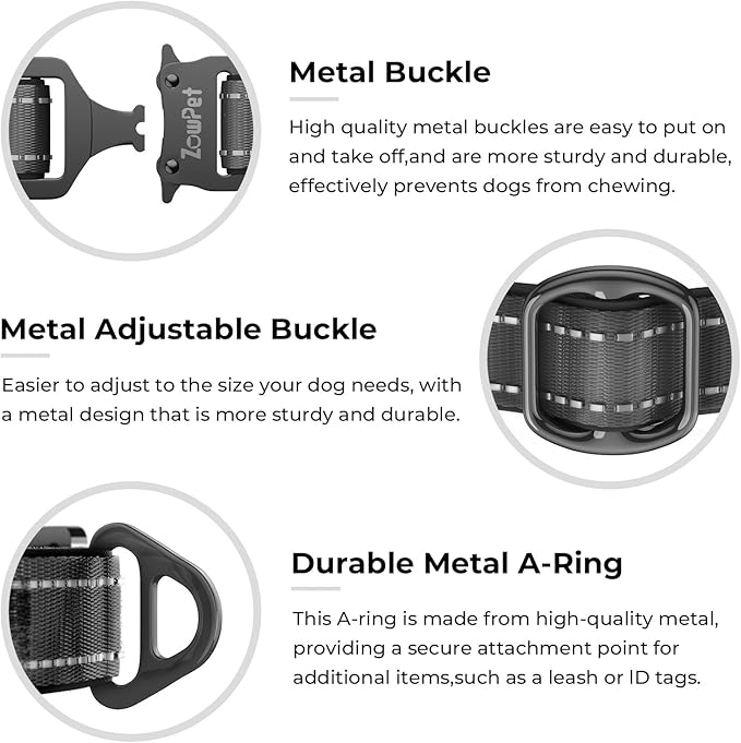 2025 Upgrade Airtag Dog Collar, Reflective Dog Collar with Airtag Holder, IP68 Waterproof| Metal Buckle| Ultra-Durable| Comfortable Padded, GPS Dog Collars for Medium Large Dogs (Black,M)