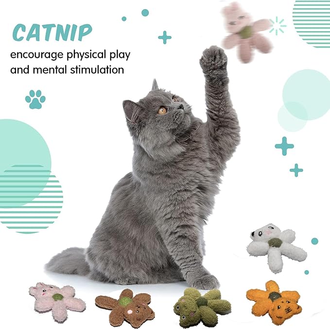 Cat Toys with Catnip Kitten Chew Bite Supplies Boredom Relief Fluffy Kitty Teeth Cleaning Chewing Cat Lovers Interactive Plush Gift (Panda)