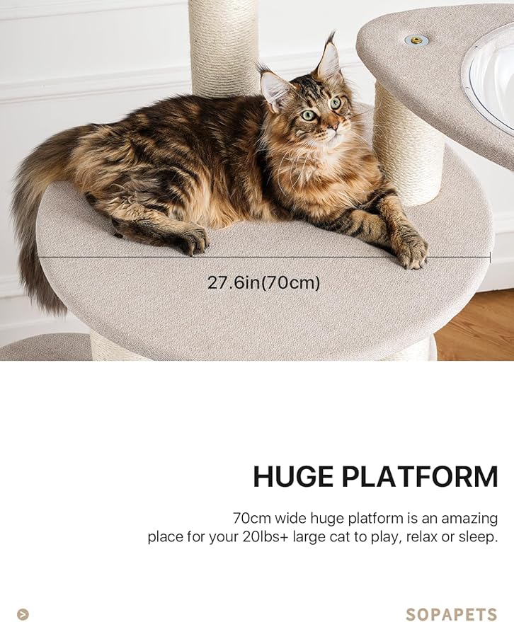 Extra Large Cat Tree for Maine Coon,65 Inches Tall Cat Tree Tower for Indoor Cats Large Adult 20 lbs,XXL Heavy Duty Luxury Sturdy Cat House with Big Hammock,Sisal Scratching Post,Condo