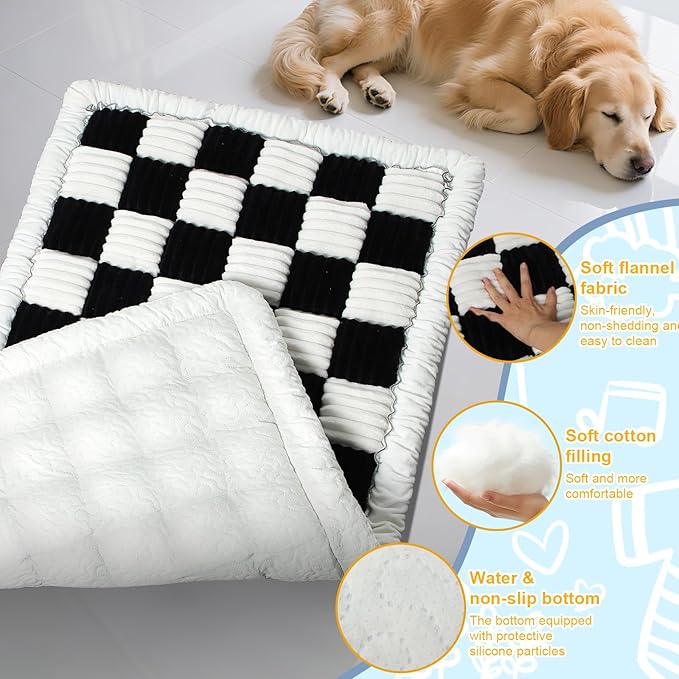 Backseat Dog Bed Mat for Car: 27.6" x 52" Non-Slip Dog Bed for Back Seat - Soft and Comfortable Dogs Blanket - Washable Travel Pet Mat Seat Protector Fit for Back Seat Cover, Grid