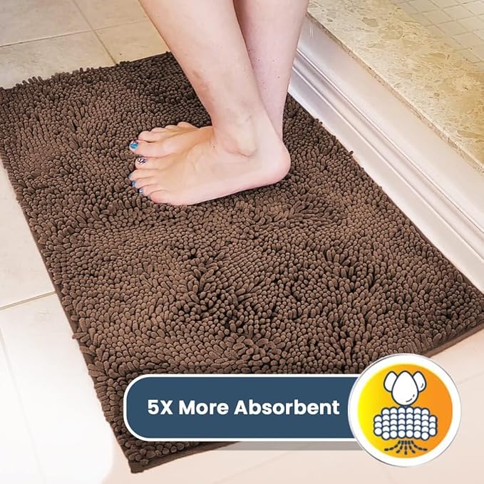 Muddy Mat® Shown on TV – Super Absorbent Door Mat Indoor, Microfiber Quick Dry Chenille Entryway Rug, Non-Slip Front Door Mat, Indoor Mats for Entryway, Machine Washable Pet Rug, Brown 36"x60"