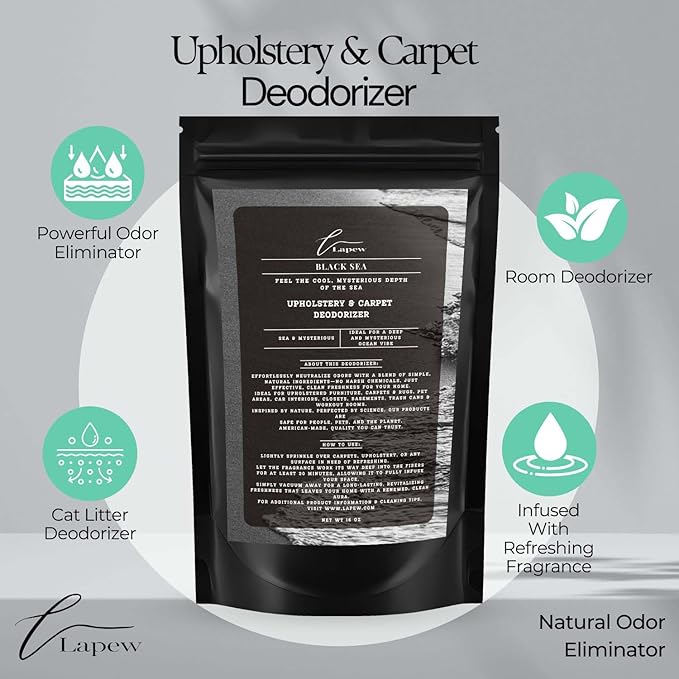 Black Sea Carpet Freshener Powder: Powerful Odor Eliminator for Home, Upholstery Deodorizer, Carpet Deodorizer, Pet Urine, Cat Litter Box - Black Sea Fragrance.