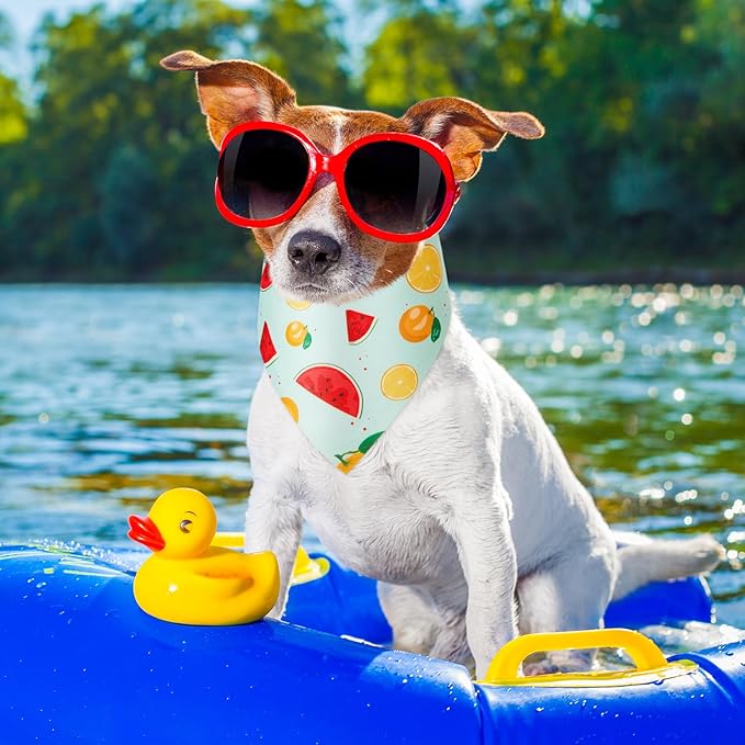 Weewooday 50 Pcs Fruit Dog Bandanas Bulk for Dogs Soft Bibs Adjustable Triangle pet Bandana for Small Medium Large Costume(Fruits Pattern, 25.6 x 17.7 x 17.7 Inch)