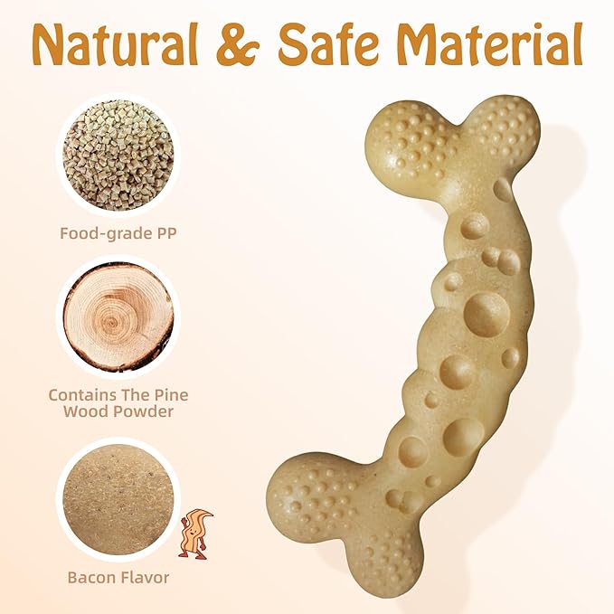 Dog Chew Toy for Aggressive Chewers Bacon Flavored Indestructible Dog Bone Toys for Medium/Large Breed to Keep Them Busy
