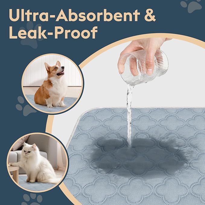 Washable Guinea Pig Cage Liner - 4 Pack Reusable Washable Pee Pads，Waterproof Guinea Pig Bedding for Small Animal - Rabbit Bunny Hamster Puppy (Light Grey, 24" X 47" - 4 Pack)