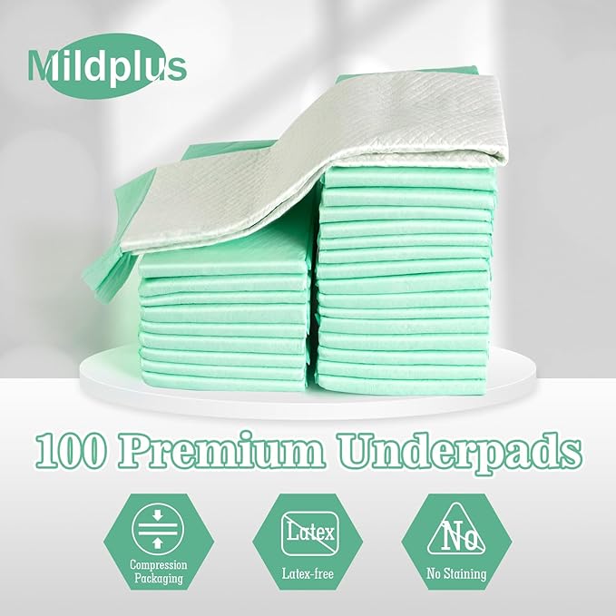 100 Count Disposable Bed Pads , 30x36 Inch Extra Large Incontinence Underpads | Heavy Absorbency 90 Grams Pee Pads for Adult, Senior, Baby & Pet Care (No Adhesive)