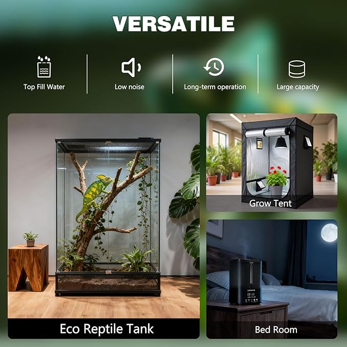 Coospider 5L Reptile Fogger Humidifier, Automatic Humidifiers for Reptiles Tank, Terrarium Humidifiers with Timer and Humidity Control, Reptile Misting System for Reptiles Amphibians Herps Vivarium