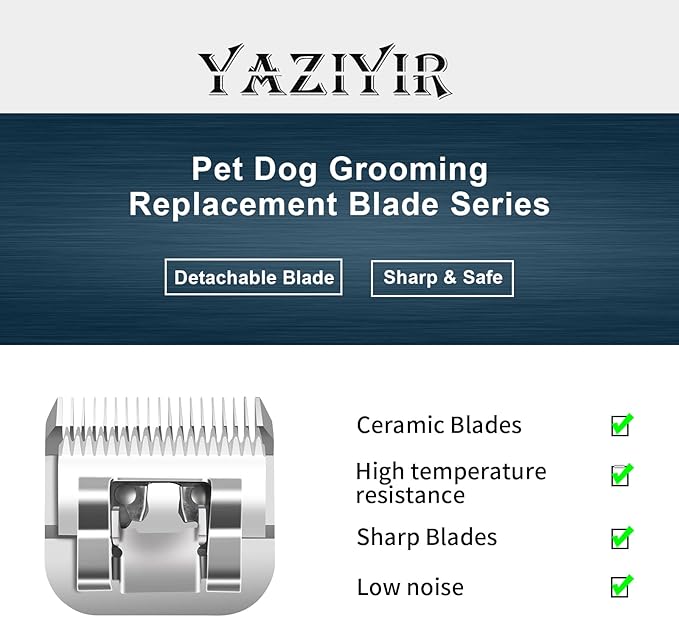 15# Pet Dog Grooming Detachable Ceramic Blades,Compatible with Andis,Oster A5,Wahl KM10 Clippers,Cut Length 8/32"(1.2mm),2 PCS