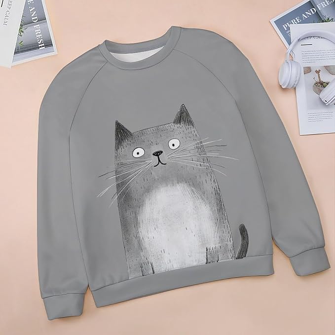 Womens Long Sleeve Tops Y2k Japanese Art Print Sweatshirts Fall Pullover for Women Crewneck Vintage Shirts Boho Tops