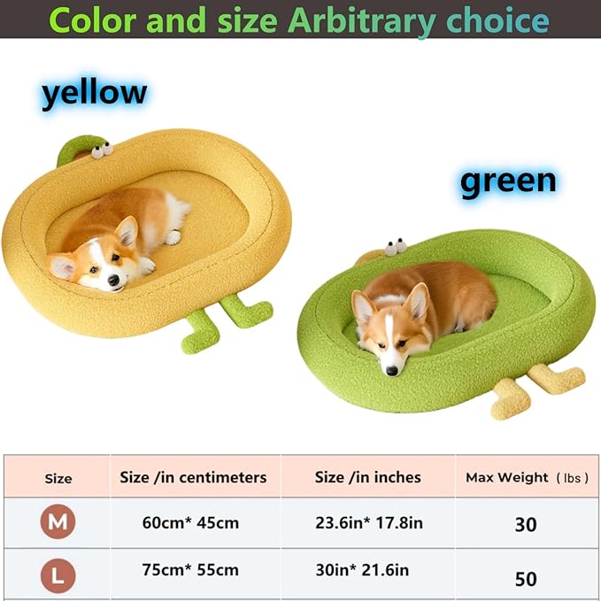 Cat Bed,for Indoor Outdoor Dog Beds & Furniture,Couch,Calming, Round,Fluffy, Cooling,Squish Mallow,Chew Proof,Waterproof,Non-Slip Bottom,Calming Dog Bed,Yellow(Yellow, L)