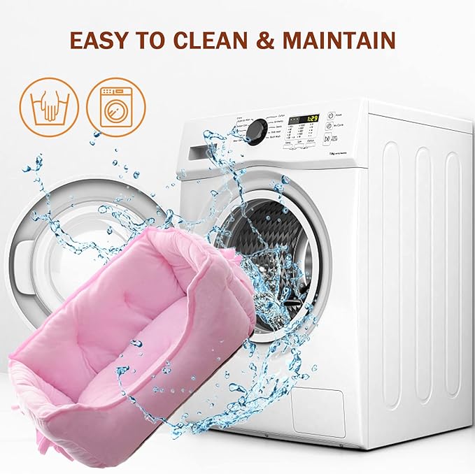 pawstrip Cute Princess Dog Bed Pink Puppy Bed for Small Dogs Breathable Cat Couch Bowknot Pet Cushion Comfortable Kitten Nest Girl Doggy Sofa, Waterproof Bottom (Pink)