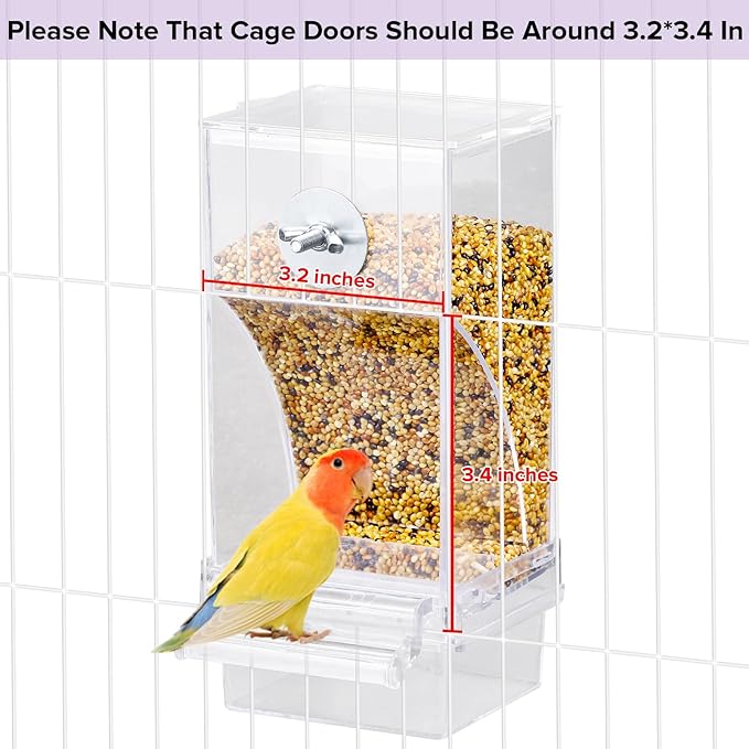 No Mess Bird Feeder Water Dispenser Set, Bird Feeder for Cage, Cage Accessories for Cockatiels, Finches, Budgies and Canaries