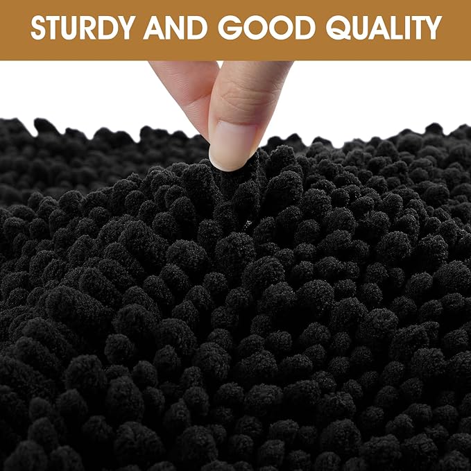 IM HOME 30" x 20" Black Dog Door Mats for Muddy Paws, Chenille Absorbent Dog Mat, Non Slip Heavy Mud Mat for Dogs, Soft Pet Bed Mat for Entryway, Mud Paws, Inside Floor