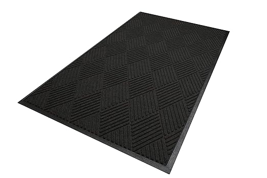 M+A Matting WaterHog Diamond | Commercial-Grade Entrance Mat with Rubber Border – Indoor/Outdoor, Quick Drying, Stain Resistant Door Mat (Charcoal, 3' x 6')