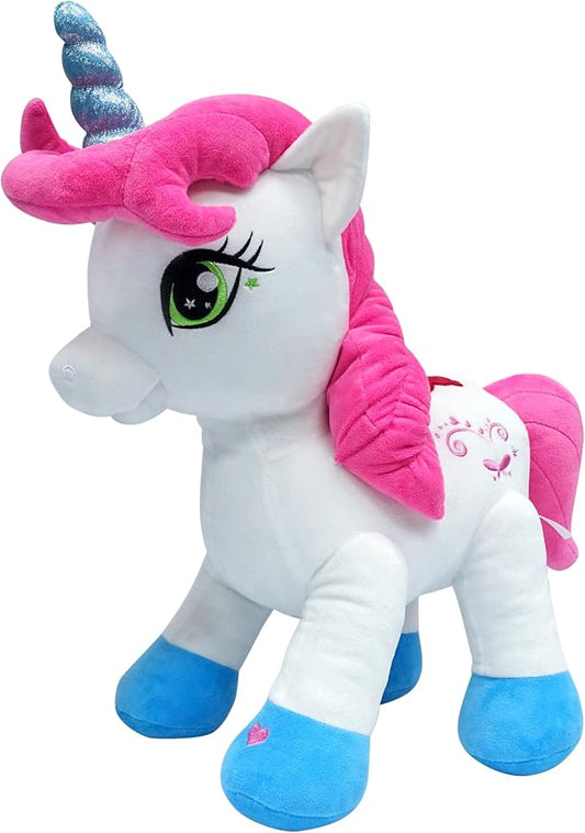 The Large Talk Back Mimicking Unicorn, Cuddly Large 16 Inch Plush Toy Unicorn with Sound Effects and Talking Features, Pink Girl Pony Toy for Girls