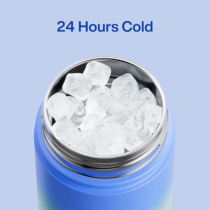 Kids Insualated Water Bottle with Straw - 12oz Stainless Steel Water Bottle with Dual Spouts, Leak-Proof, BPA-Free, Double Wall Vacuum Keeps Cold for 24 Hours for Sports, Travel (Frosted Lilac)