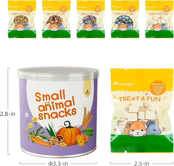 Niteangel Hamster Snack & Treats Toy - Small Animal Natural Treat Mix for Dwarf Syrian Robo Hamsters Gerbils Mice Lemmings Degus or Other Small-Sized Pets (Walnut-Shell Boat)