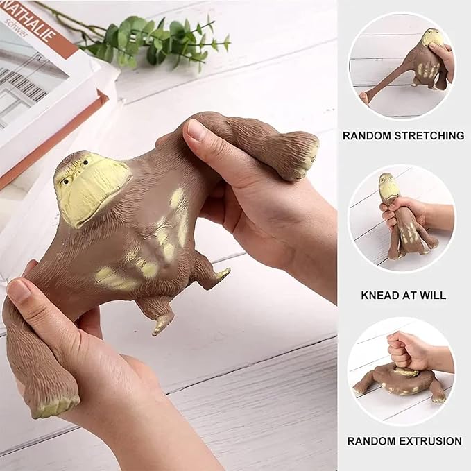 Stretchy Glue-Sand Filled Rubber Gorilla, Latex Gorilla Soft Decompression Doll Toy,Squishy Monkey Toy, Animal High-Elastic Stretchable, Decompression Toy for Adults and Children (Gorilla--L)