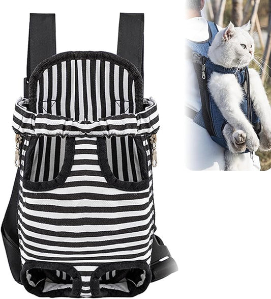 Portable Pet Carrier Backpack, Adjustable Pet Front Cat Dog Carrier Backpack Travel Bag for Small Medium Dogs Cats Puppies, Cat Backpack Carrier for Hiking Cycling (E, L)