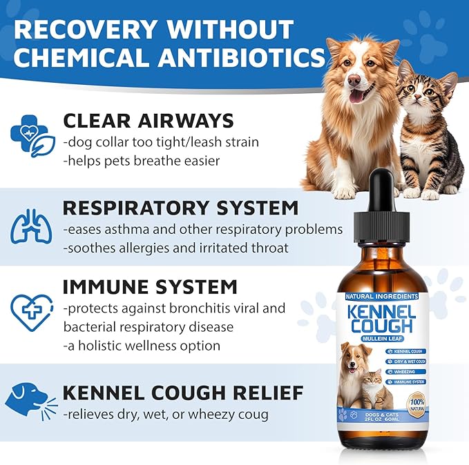 Kennel Cough Herbal Drops for Dogs & Cats,Dog Cough Treatment,Dog Cough Suppressant,Kennel Cough for Dogs,Coughing Treatment Liquid,Cough Treatment for Cats,Natural Cough Supplement for Cat