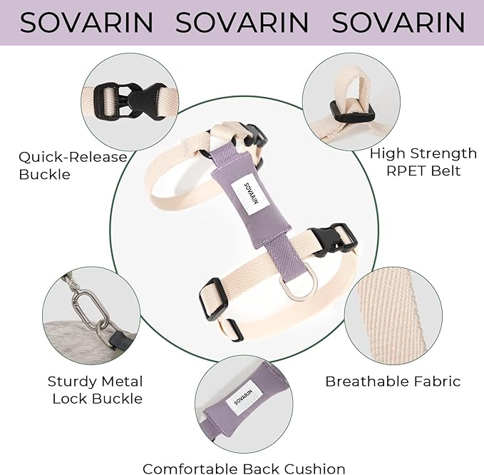 Cat Harness and Leash Set - White Lightweight Soft Kitten Harness Escape Proof, Adjustable Travel Pet Harness for Walking，Easy Control Comfortable Outdoor (White, One Size Fits All)