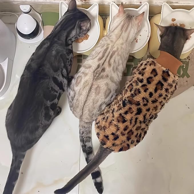 Cat Leopard Double-Sided Fleece Pullover, Soft Warm Clothes for Hairless Sphynx, Devon & All Indoor Kittens in Winter (Leopard,3XL)