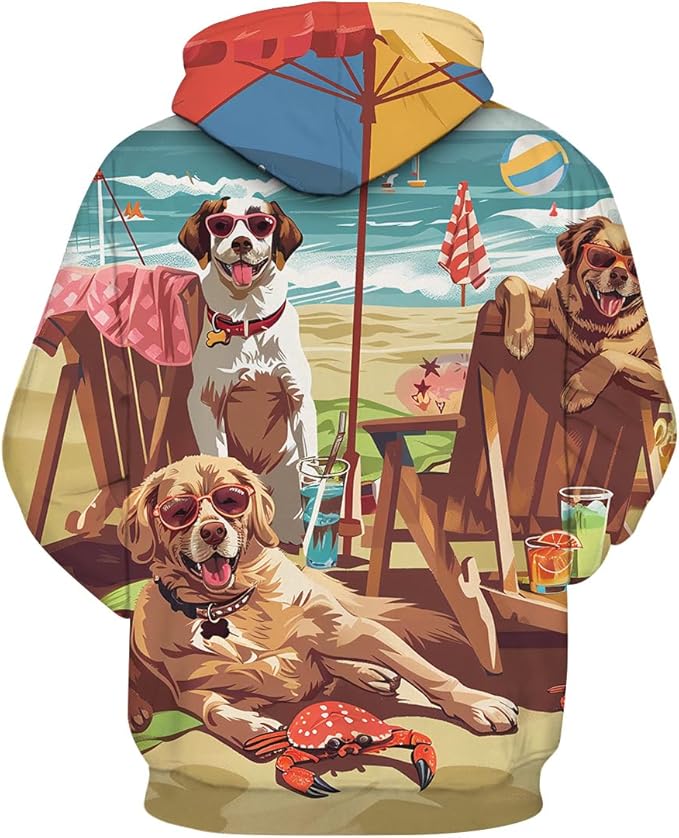 Unisex Adults 3D Dog Cat Printed Hoodies for Men Women Pullover Novelty Sweatshirts with Pockets