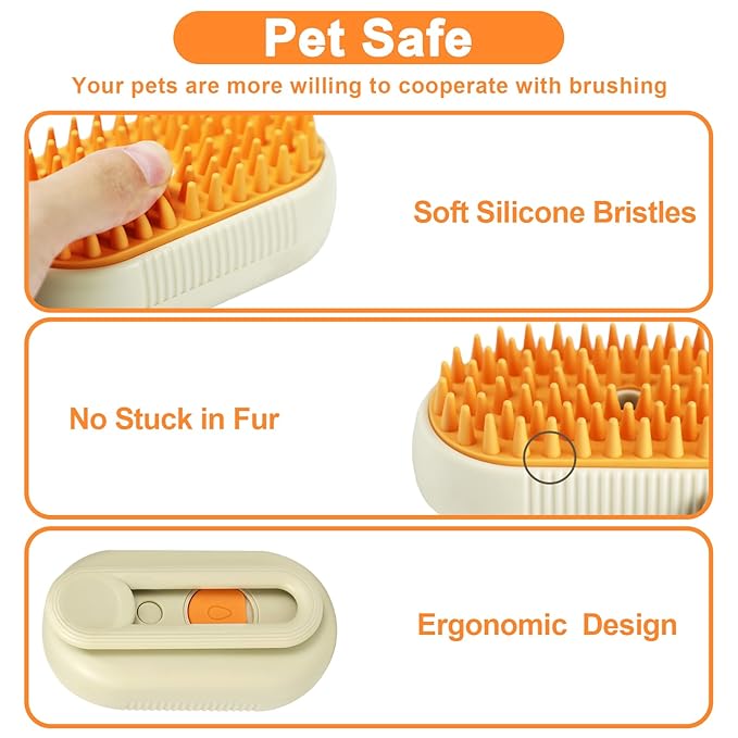 Nepfaivy Pet Steam Brush for Cat - Cat Steam Brushes for Indoor Cats Shedding, Rechargeable Steaming Brush for Dogs, Dog Mist Water Steamer, Pet Spray Hair Removal Comb for Massage Grooming