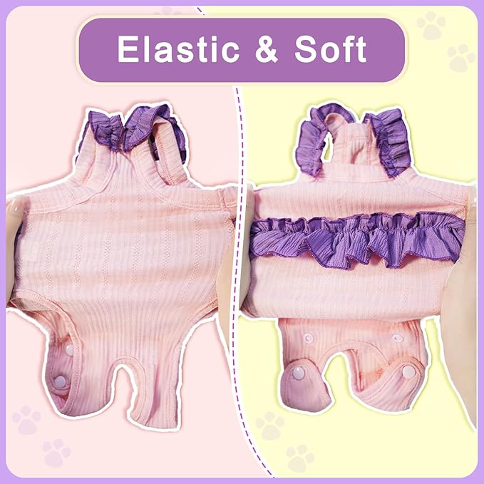 Cat Recovery Suit,Kitten Onesie After Surgery,E-Collar Alternative for Abdominal Wound and Skin Diseases,Soft Breathable Bodysuit After Spay（Yellow-s）