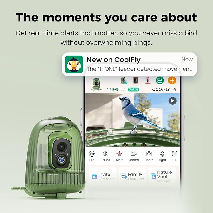 HIXX Smart Bird Feeder with Camera, AI Bird Identifier & 4MP Color Night Vision, Exclusive Vertical View Mode, Squirrel-Deterrent Design, Solar Light for Nature Lovers (Color Light)