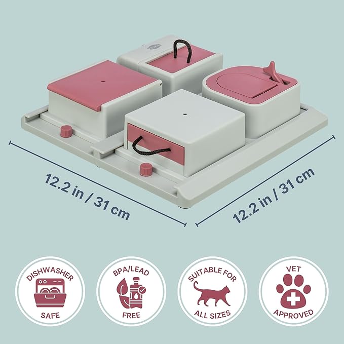 TRIXIE Cat Activity Poker Box Strategy Game, Slow Feeder, Interactive, Treat Toy,All Breed Sizes