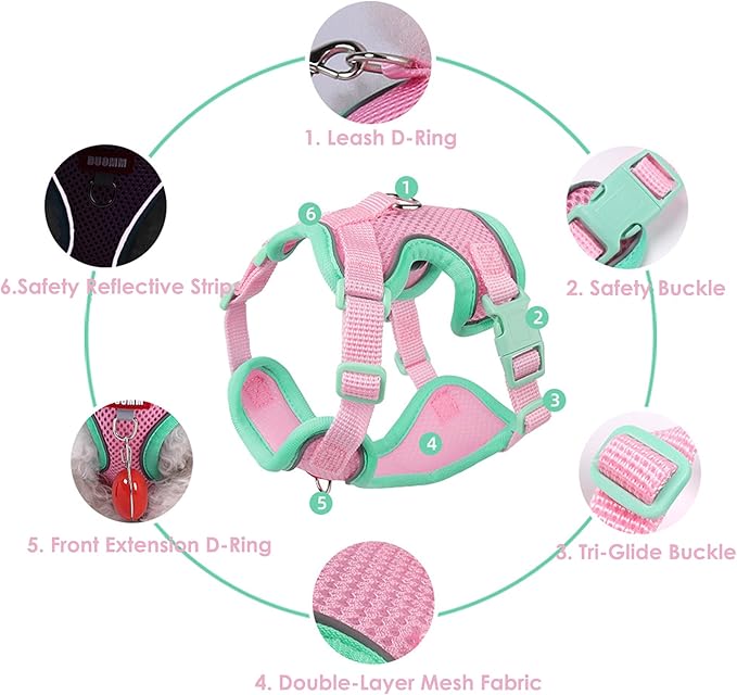 Cat Harness and Leash Set for Walking – Escape-Proof Reflective Vest for Cats and Small Dogs, Adjustable Soft Air Mesh with Pressure-Reducing Design, 4.92ft (Red&Black, M)