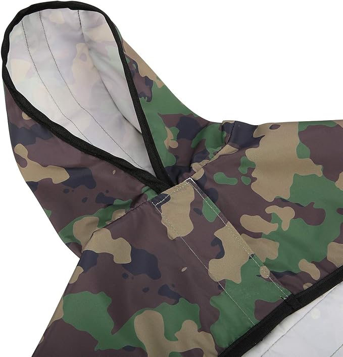 HDE Dog Raincoat Jacket Reflective Adjustable Hooded Pet Poncho Rain Coat with Leash Hole for Small to X-Large Dogs Camo - L
