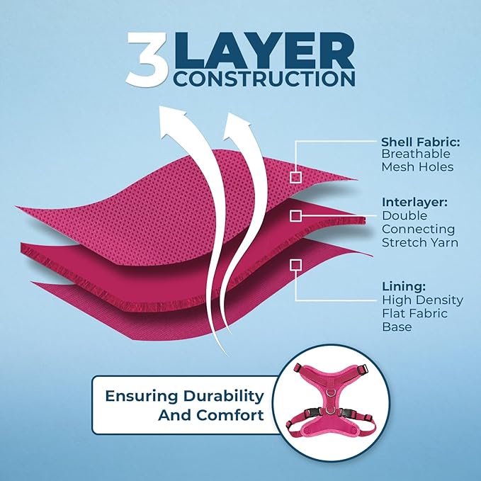 Voyager Step-in Lock Adjustable Cat Harness w. Cat Leash Combo Set with Neoprene Handle 5ft - Supports Small, Medium and Large Breed Cats by Best Pet Supplies - Fuchsia, S