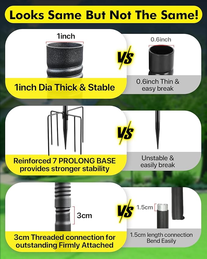 Smart Bird Feeder Pole Stand - 92 Inch Birdhouse Pole Heavy Duty Mounting Kits with 7 Prolong Base for Outdoor Adjustable Bird Feeding Station for WildBird Watching