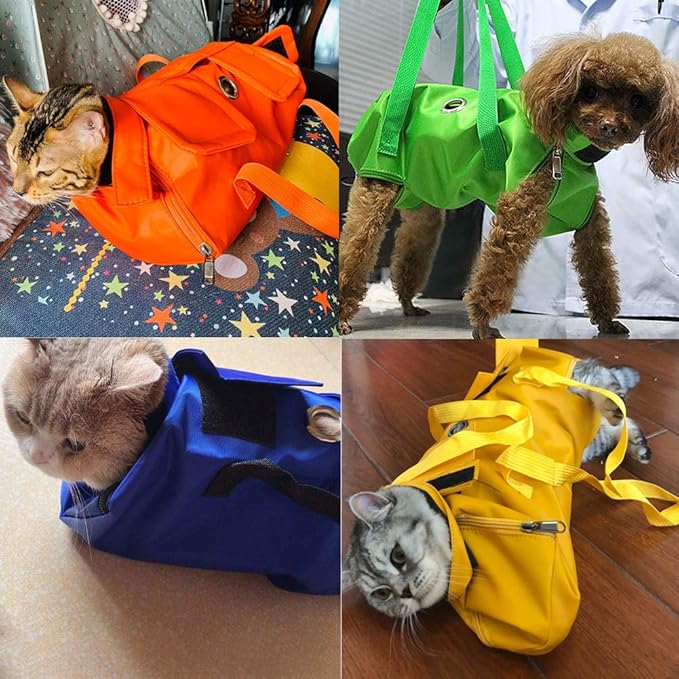 Kukaster Pet Cat’s Restraint Bag for Claw Care Nail Trimming Anti-Scratching Grooming Bag for Cats Medical Examination(Orange-s)