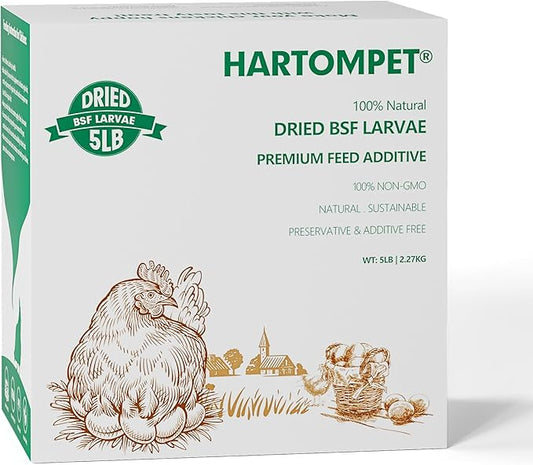 Dried Black Soldier Fly Larvae for Chickens - Non-GMO Poultry Feed Supplement, 85X More Calcium Than Mealworms,High-Protein Treats for Chickens, Hens, Ducks 5LB