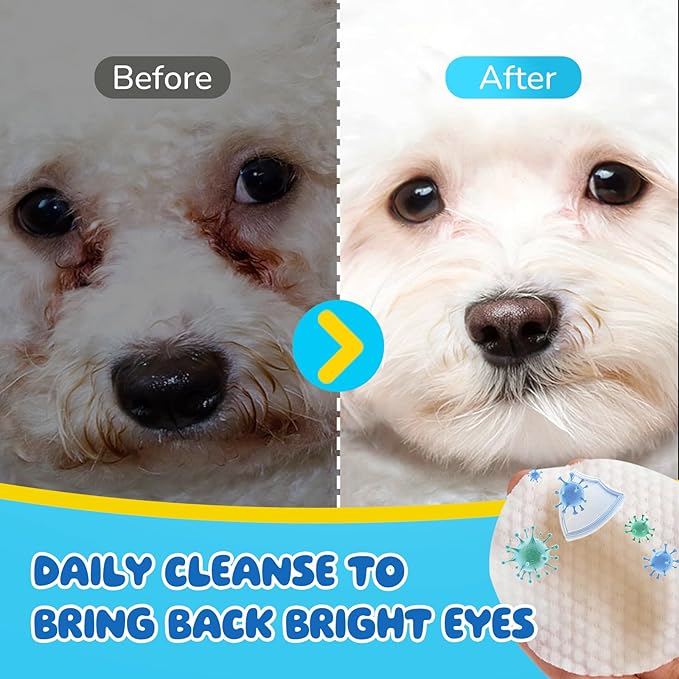 Pet Eye Wipes for Dogs & Cats – 240 Pcs Unscented Tear Stain Remover Wipes,Gentle Cleaning for Eye Discharge, Crust & Debris,Safe for Face, Wrinkles & Grooming,Hypoallergenic Dog & Cat Eye Wipes