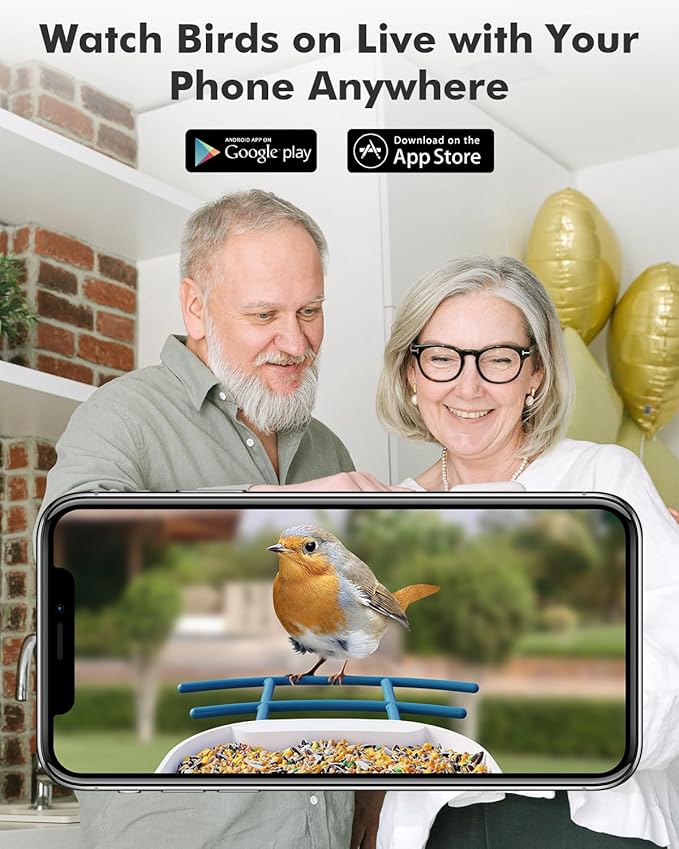 Dzees Smart Bird Feeder with Camera, Wildlife Feeder Camera Wireless Outdoor, AI Identify Bird Species, Auto Capture Videos, 2K HD with Solar Powered, Ideal Gift for Parents