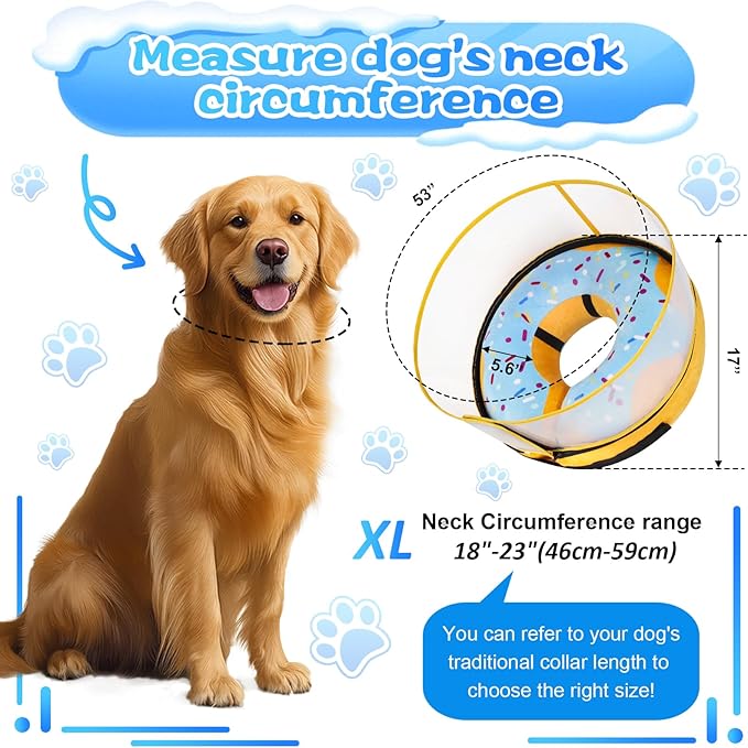 Inflatable Dog Cone Collar with Detachable Enhanced Anti-Licking Shield, Soft Neck Donut Collar for Dogs After Surgery, Adjustable Dog Cone Alternative for Large Medium Small Dogs & Cats