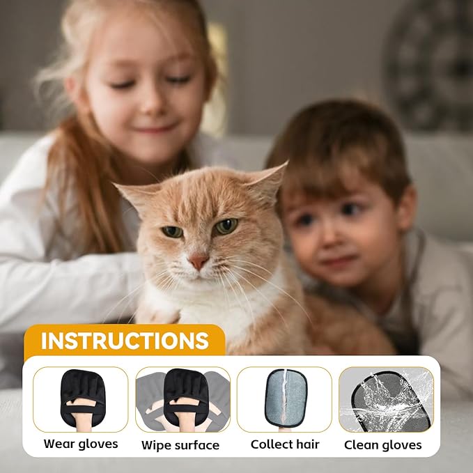 3 Packs Pet Hair Removal Glove,Pet Hair Remover for Cat & Dog,New Upgraded Electrostatic Gloves Pet Hair,Reusable Electro Static Pet Hair Remover Electrostatic Gloves for Furniture,Couch (3 Packs)