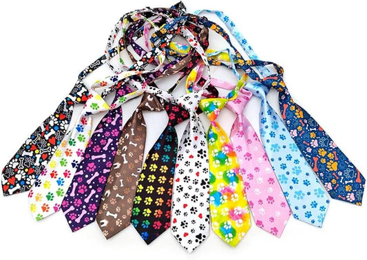 PET SHOW 10pcs Paw Print Medium Dog Ties Neckties for Medium Large Dogs Adjustable Holiday Birthday Grooming Accessories Neck Ties Girl Boy Festival Wedding Costumes Puppies Party Gift