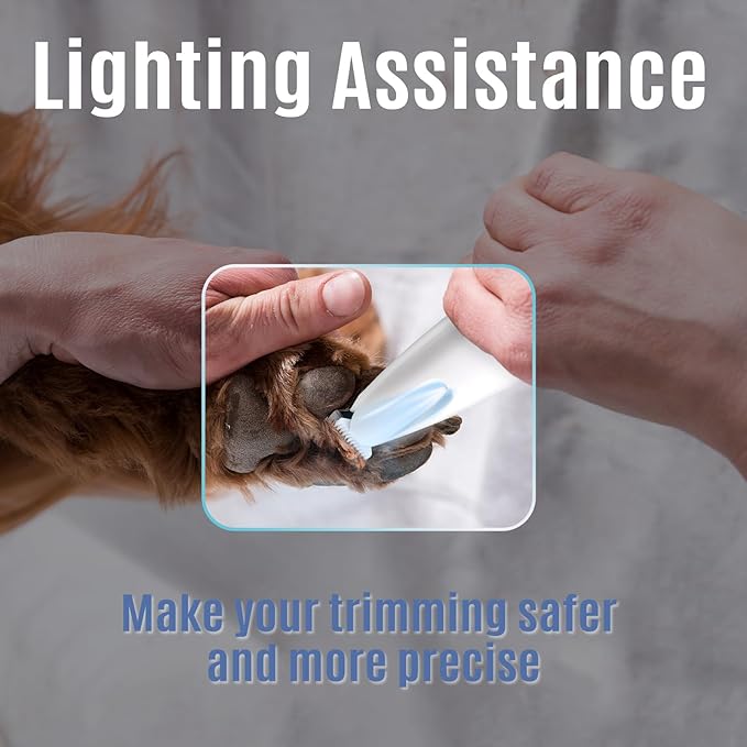 Dog & Cat Paw Trimmer with Pet Paw Balm, Low Noise Dog Face Trimmer with Led Light, 18mm-Blade Pet Hair Trimmer for Grooming Face, Rump, Eyes & Ears, Easy to Clean & Use