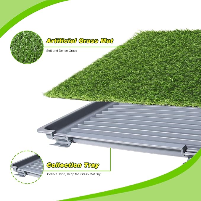 Product Image Dog Grass Pad with Tray: 3 Pack Grass Pee Pads for Dogs Potty for Puppy Training, Artificial Turf for Dogs with Collection Tray for Indoor /Outdoor /Patio /Balcony, 22"x18" Grey