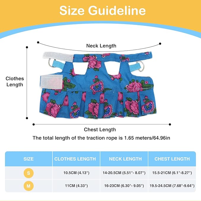 Lizard Harness Dress and Leash, Adjustable Hamster Ferret Harness and Leash Set, No-Pull Walking Vest for Lizard Small Animal Gecko Chameleon (Blue M)