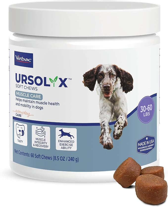 Virbac URSOLYX Soft Chews for Dogs | Muscle Health Support for Senior, Active or Recovering Dogs, Medium | 60 Count 2- Month Supply