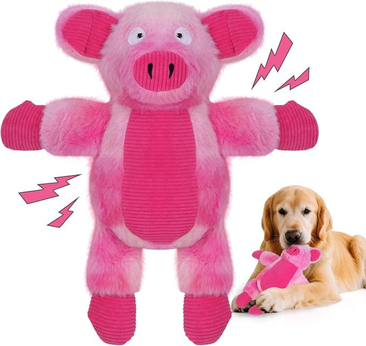 Dog Toys Plush, Squeaky Stuffed Dog Toy, Rainbow Pig Dog Toys for Small Medium Breeds, Soft DogToy Plush, Puppy Teething Dog Toy, Interactive Dogs Toy for Indoor Dogs(Pink)