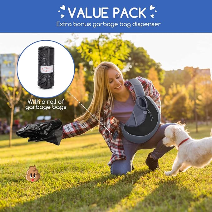 Nobleza Dog Sling Carrier, Mesh Adjustable Pet Sling Puppy Sling Carrier for Small Medium Dog Cat Rabbit (L (up to 10 lbs), Gray Black)