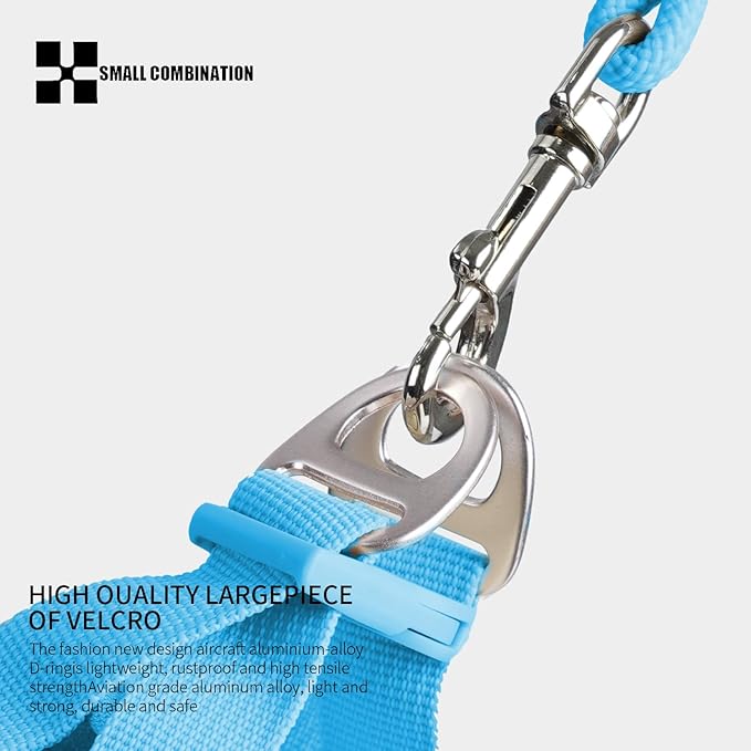 Adjustable Dog Harness with Leash, Reflective Mesh, No-Pull Design，Matching Lead Rope (SkyBlue, M)